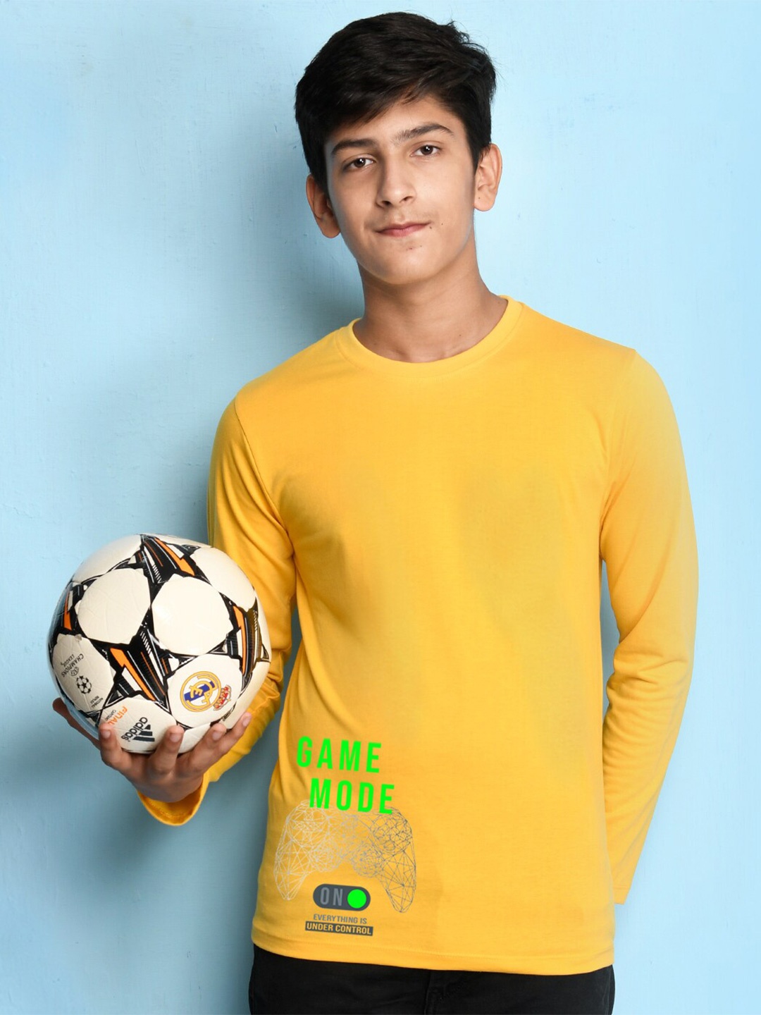

NUSYL Boys Yellow Printed T-shirt