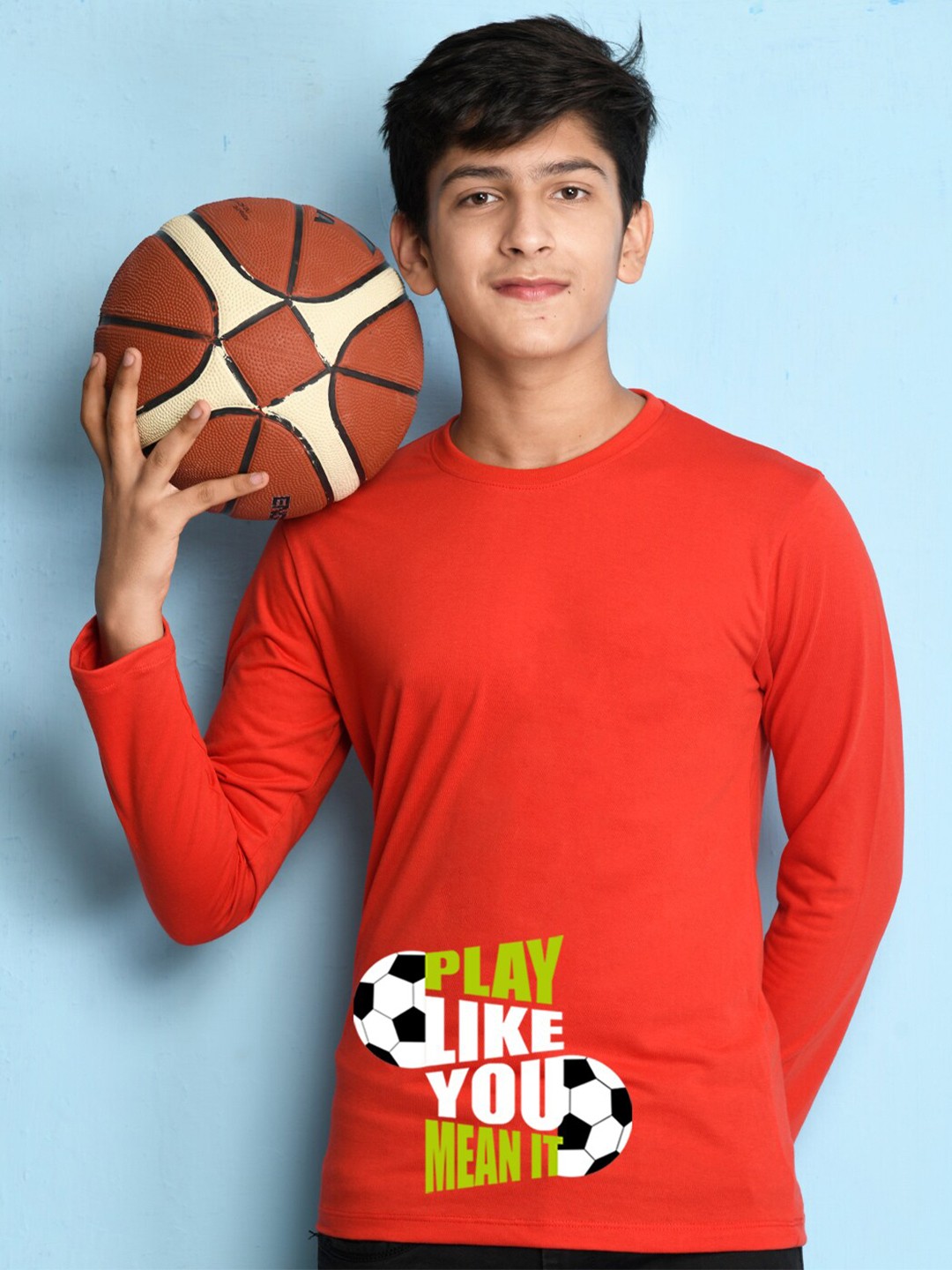 

NUSYL Boys Red Typography Printed T-shirt
