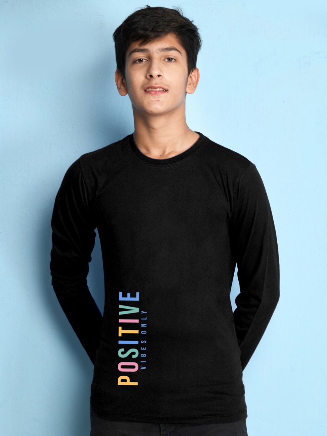 

NUSYL Boys Black Typography Printed T-shirt