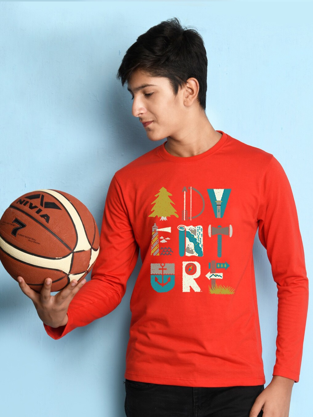 

NUSYL Boys Red Printed T-shirt