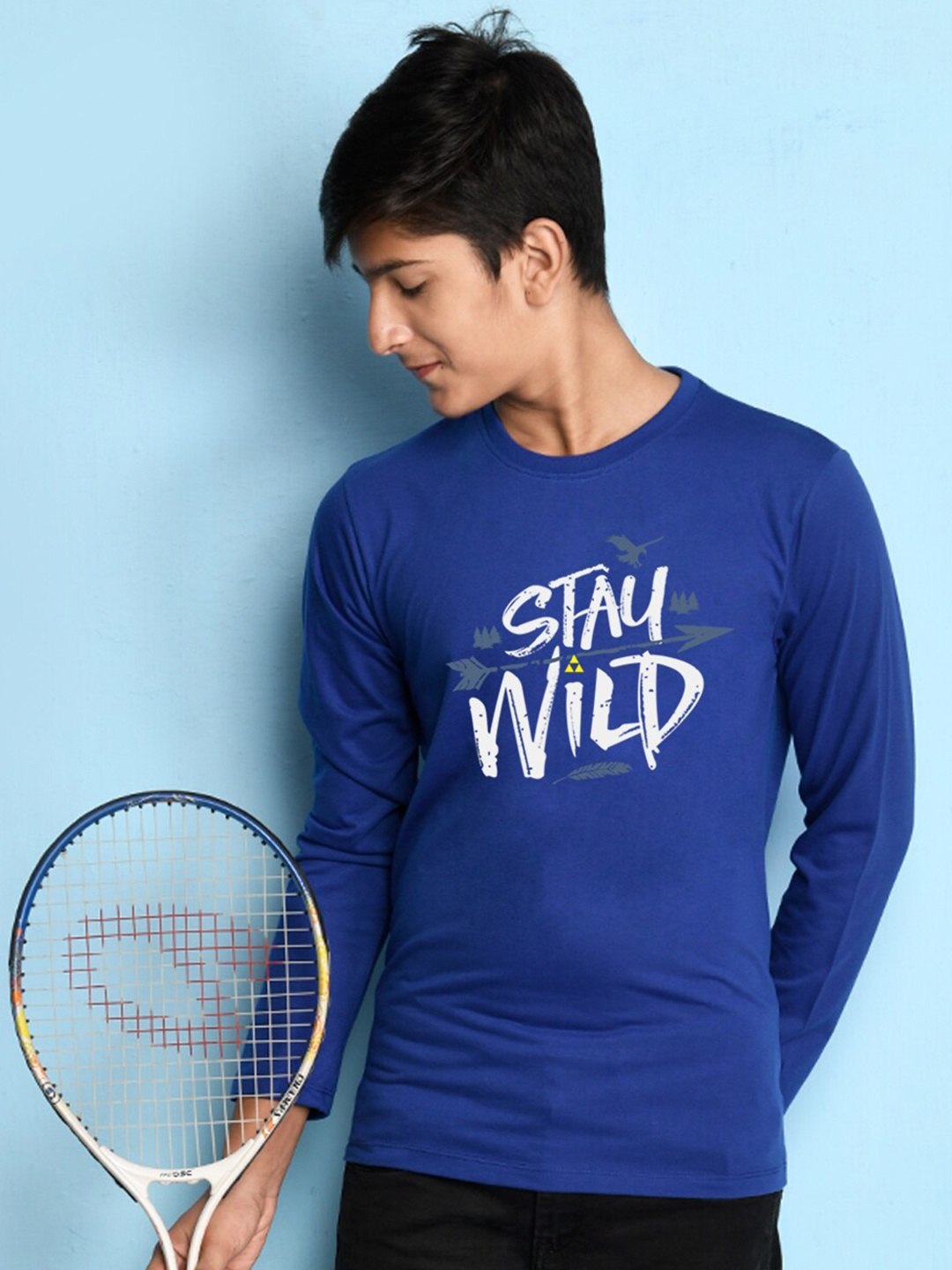 

NUSYL Boys Blue Typography T-shirt