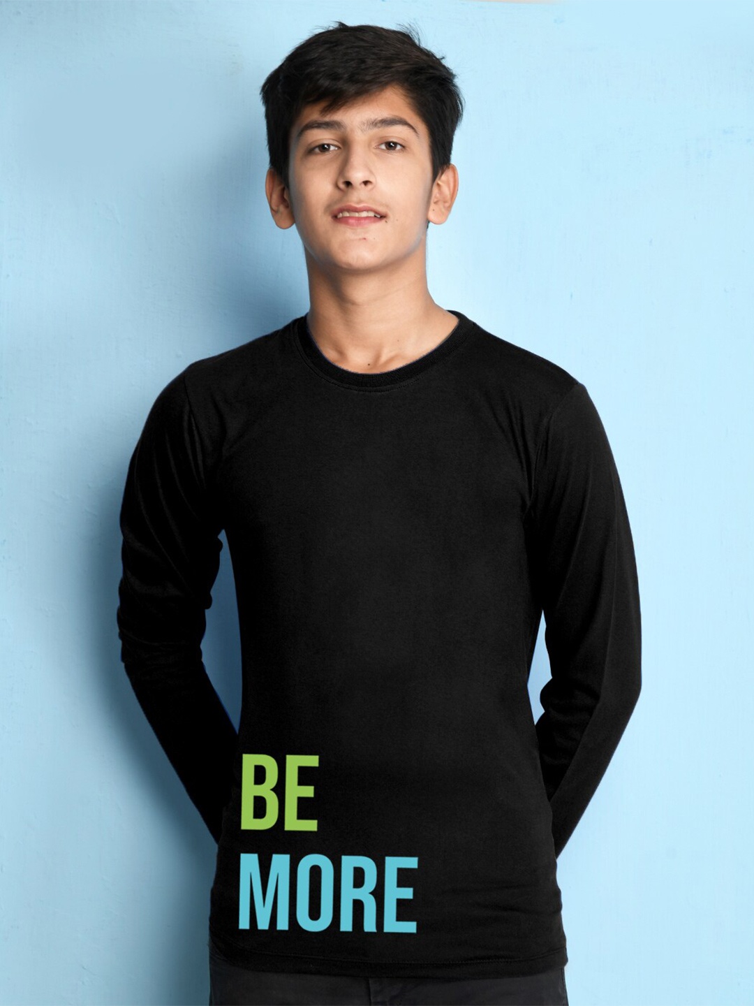 

NUSYL Boys Black Typography Printed T-shirt