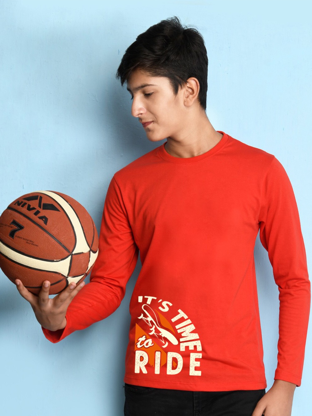 

NUSYL Boys Red Typography T-shirt