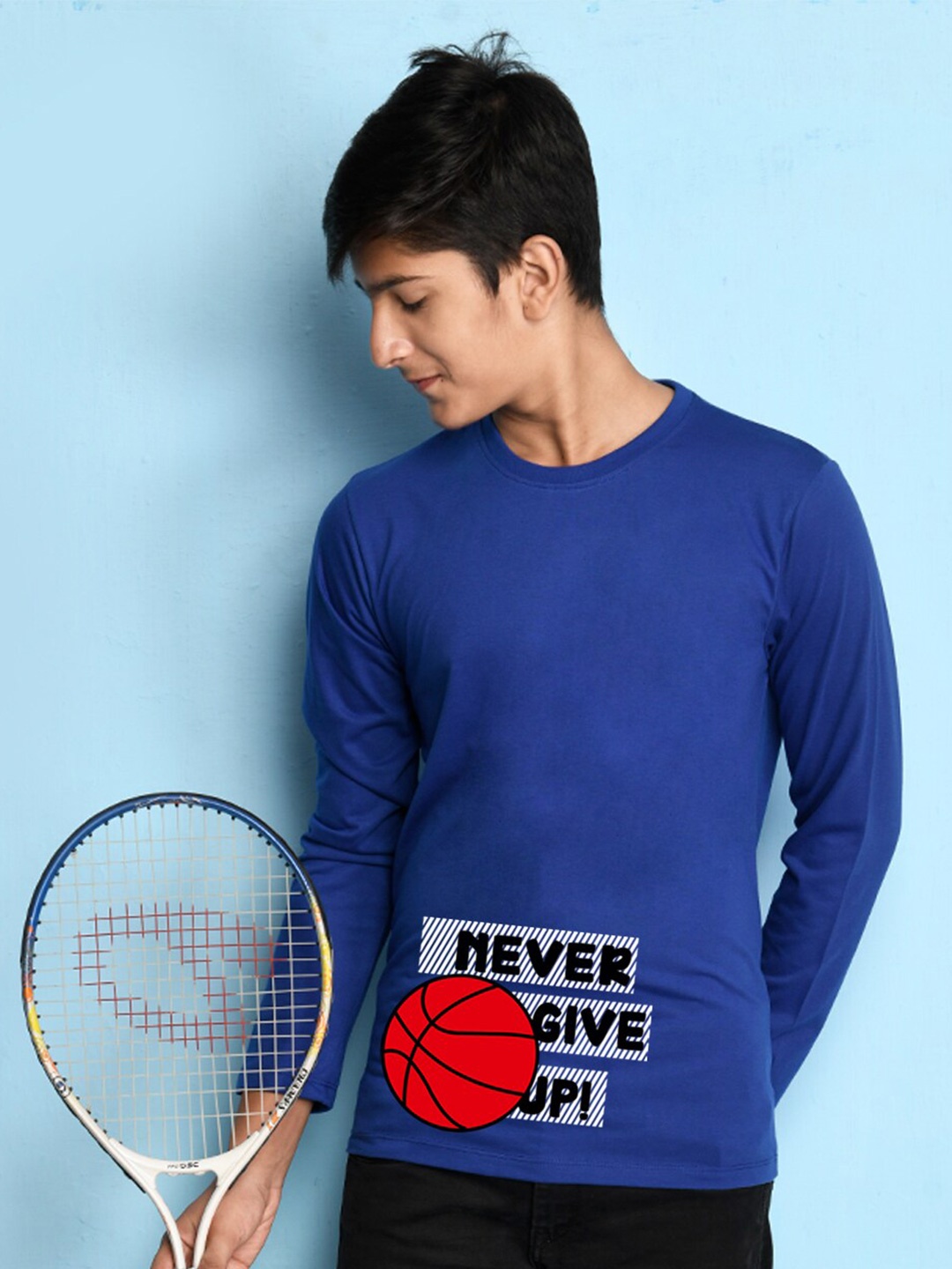 

NUSYL Boys Blue Typography T-shirt