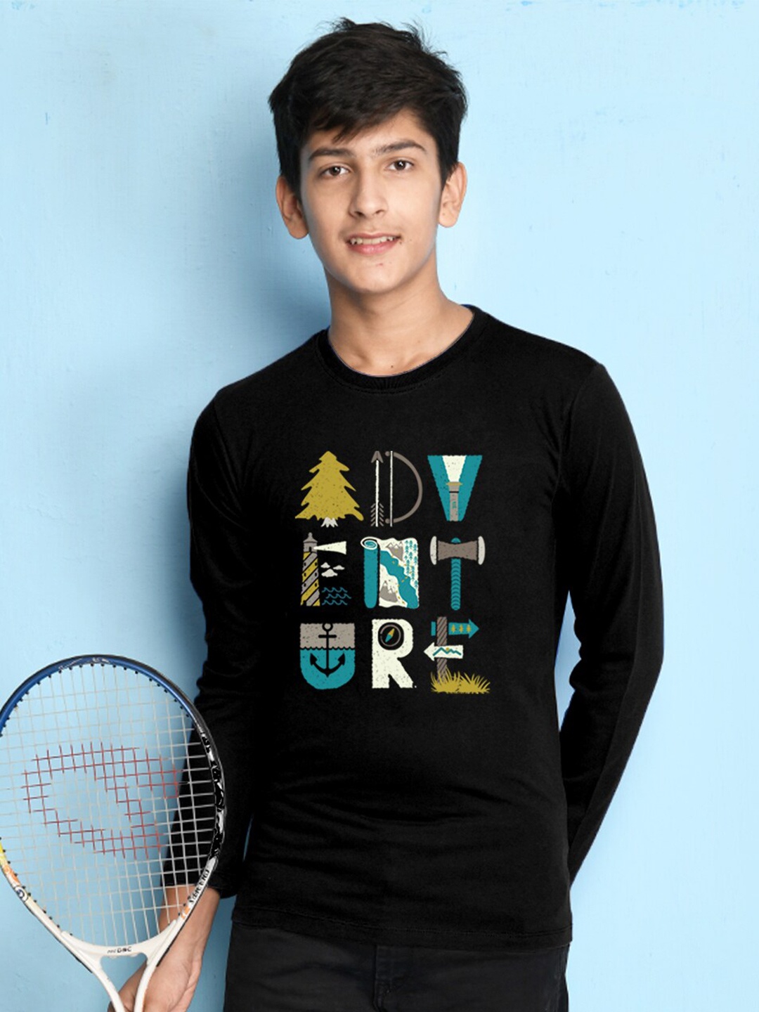 

NUSYL Boys Black Printed T-shirt