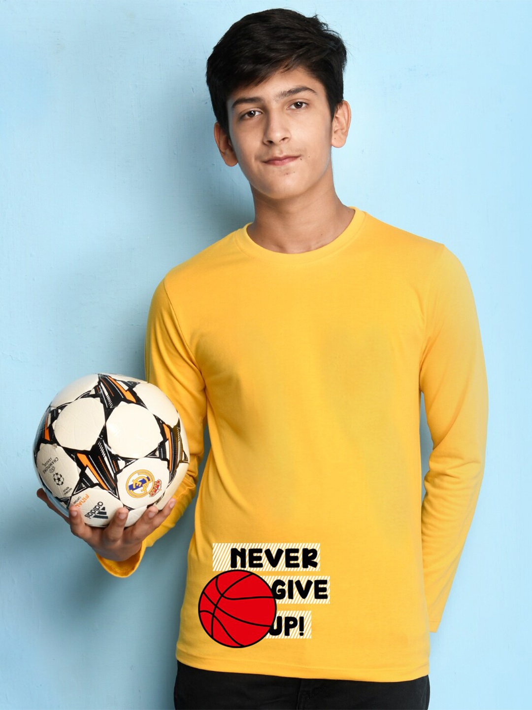 

NUSYL Boys Yellow Typography T-shirt