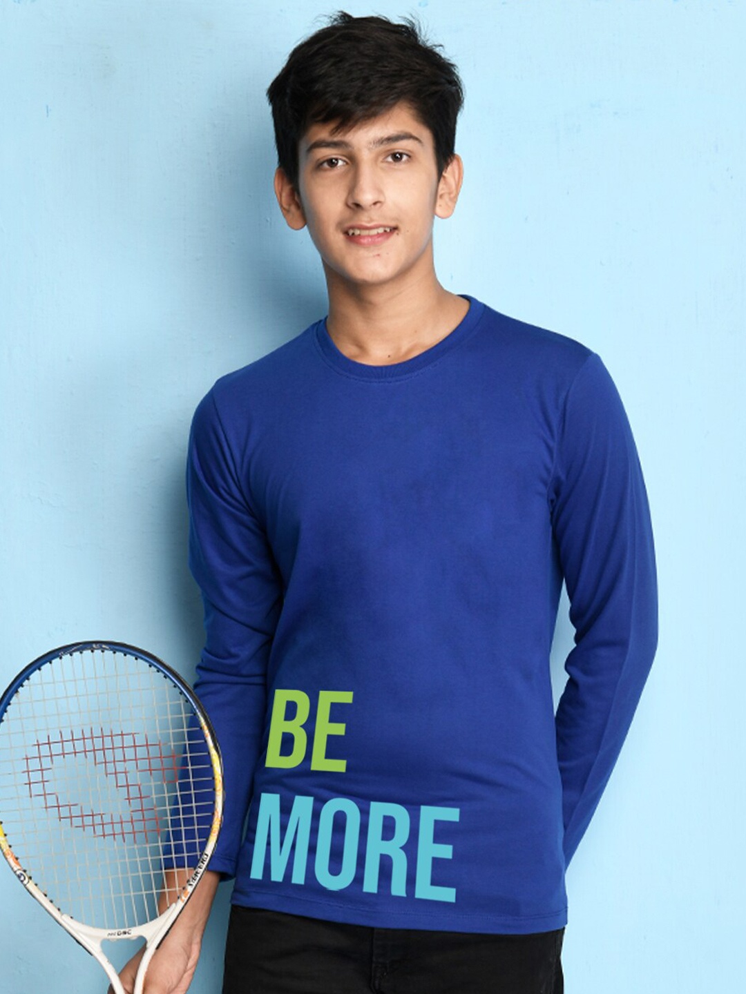 

NUSYL Boys Blue Typography Printed T-shirt