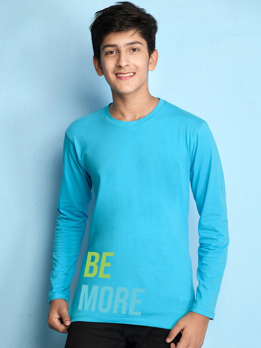 

NUSYL Boys Blue Typography Printed T-shirt