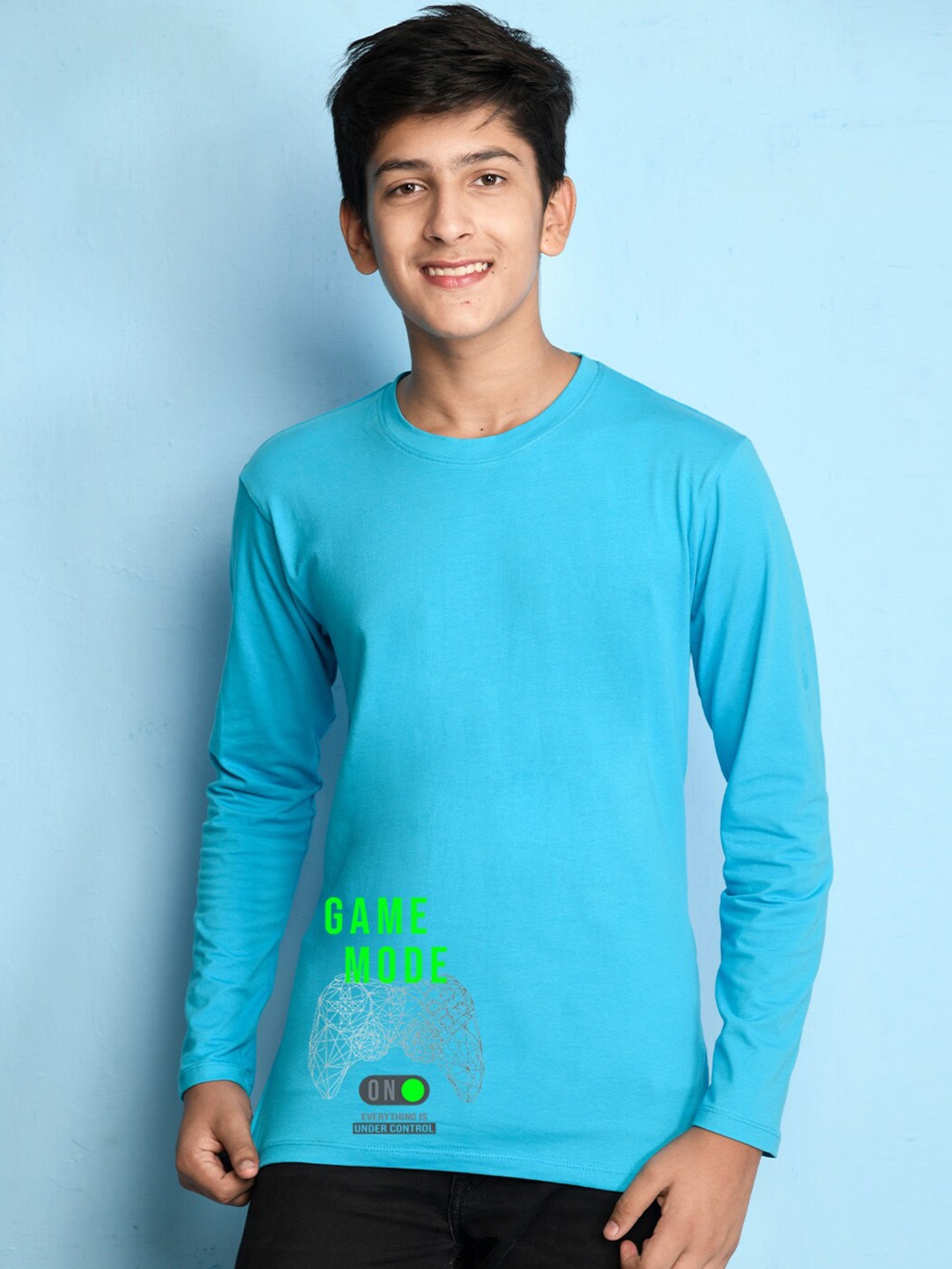 

NUSYL Boys Blue Typography T-shirt