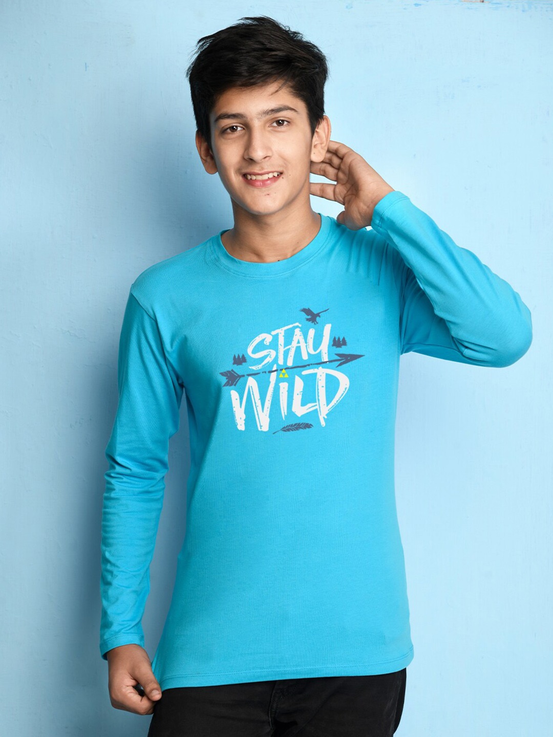 

NUSYL Boys Blue & White Typography Printed T-shirt