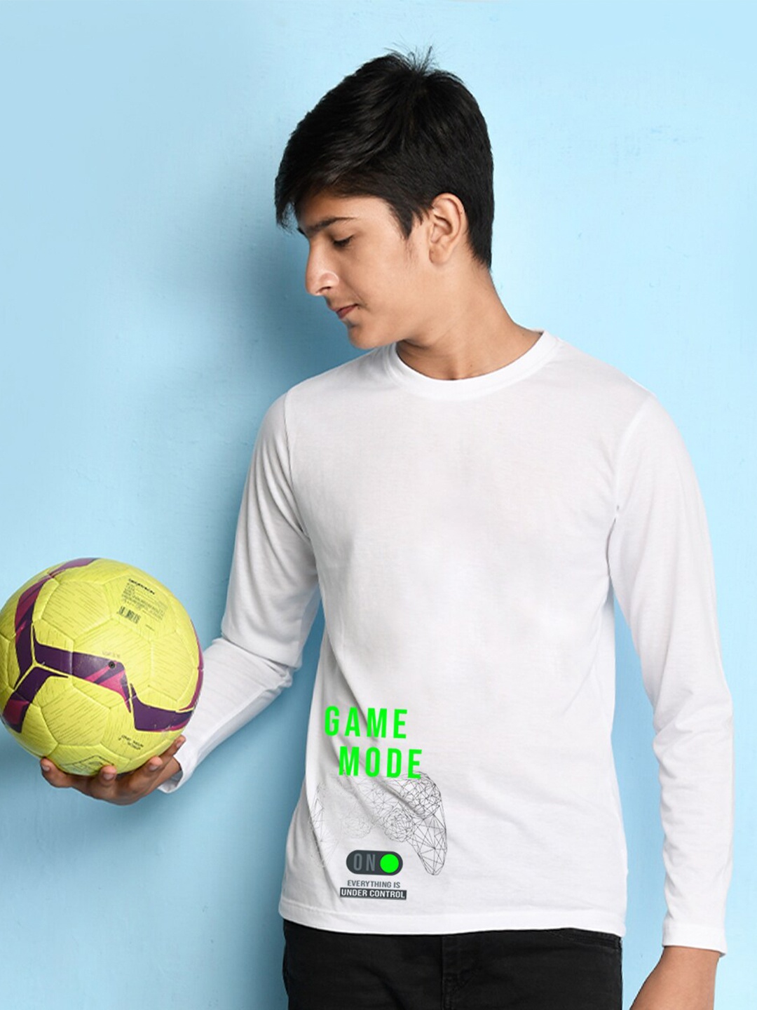 

NUSYL Boys White High Neck T-shirt