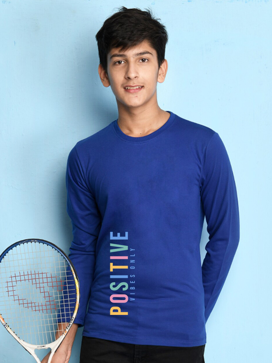 

NUSYL Boys Blue Typography Printed T-shirt