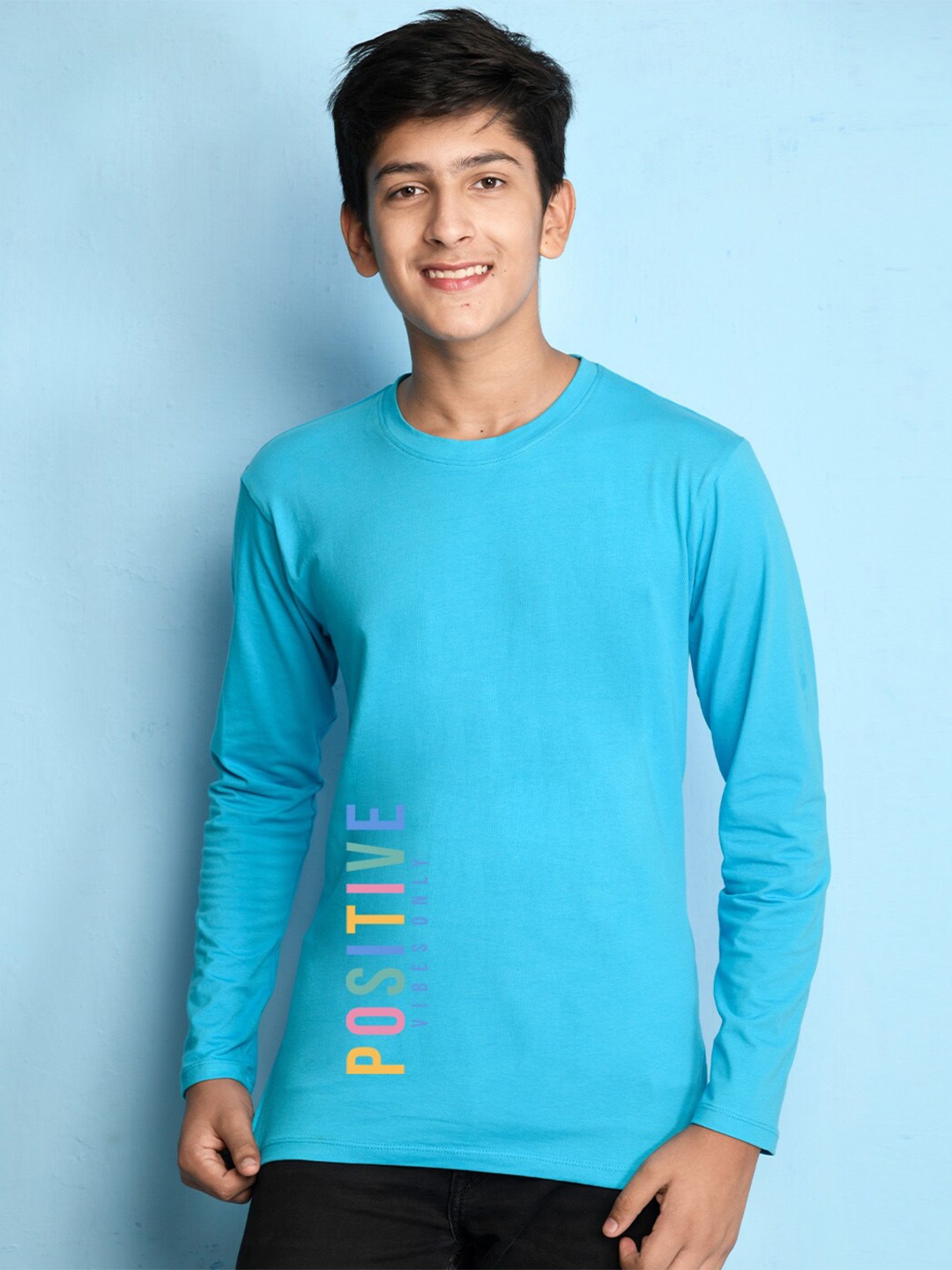 

NUSYL Boys Blue Typography T-shirt