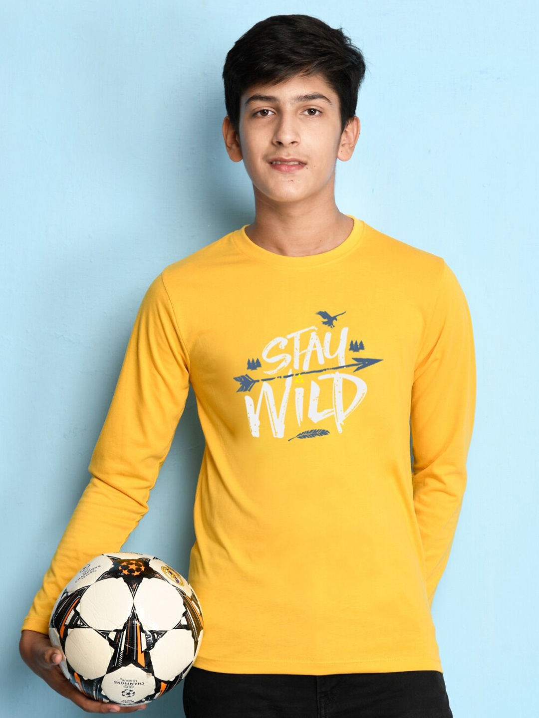 

NUSYL Boys Yellow Typography T-shirt