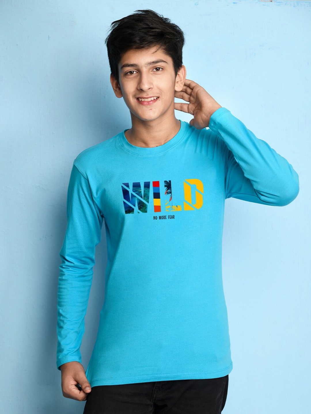 

NUSYL Boys Blue Typography T-shirt