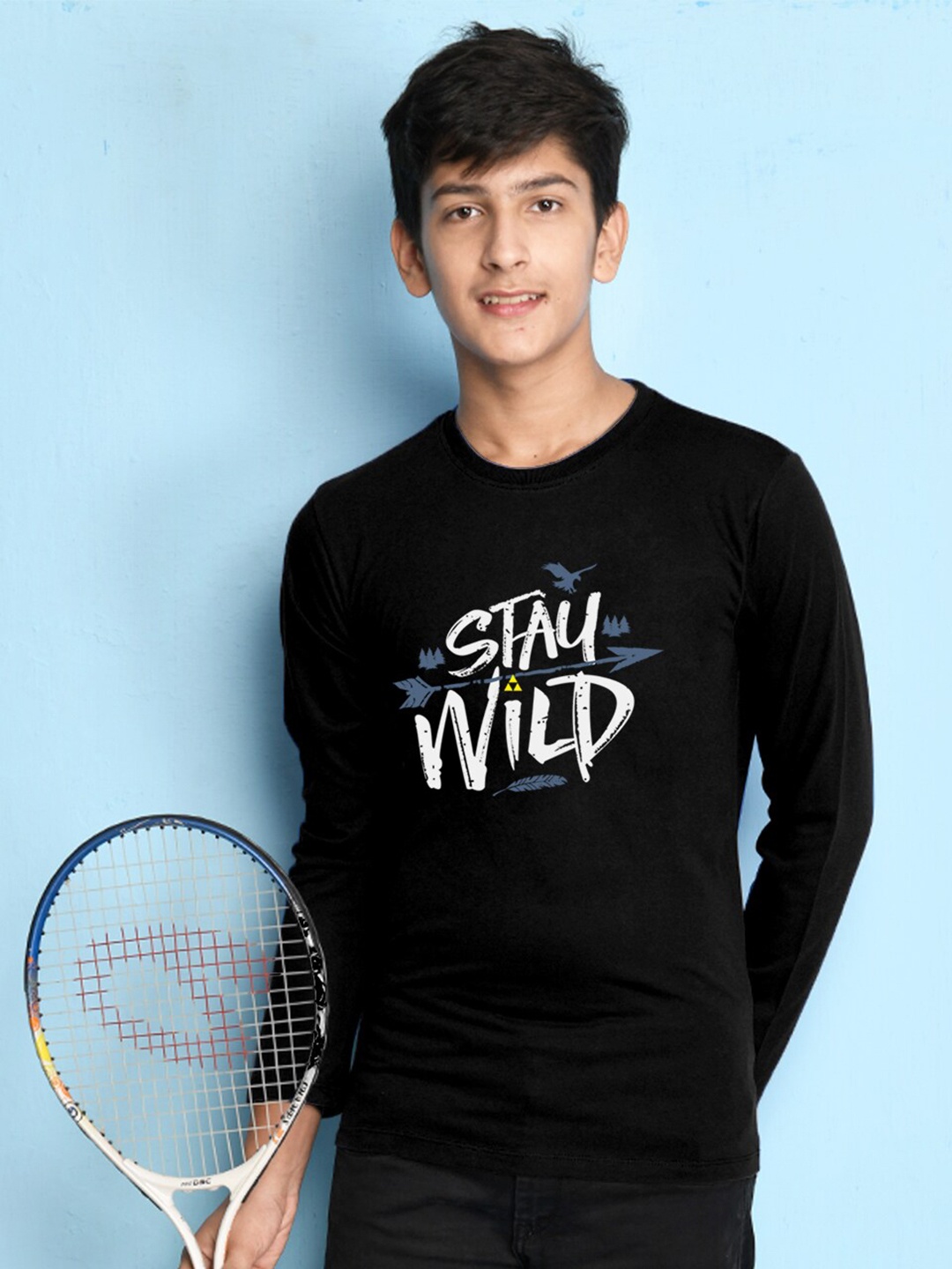 

NUSYL Boys Black Typography T-shirt