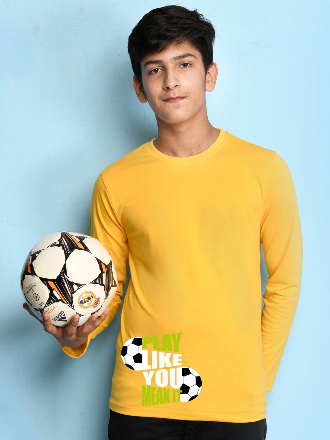 

NUSYL Boys Yellow Typography T-shirt
