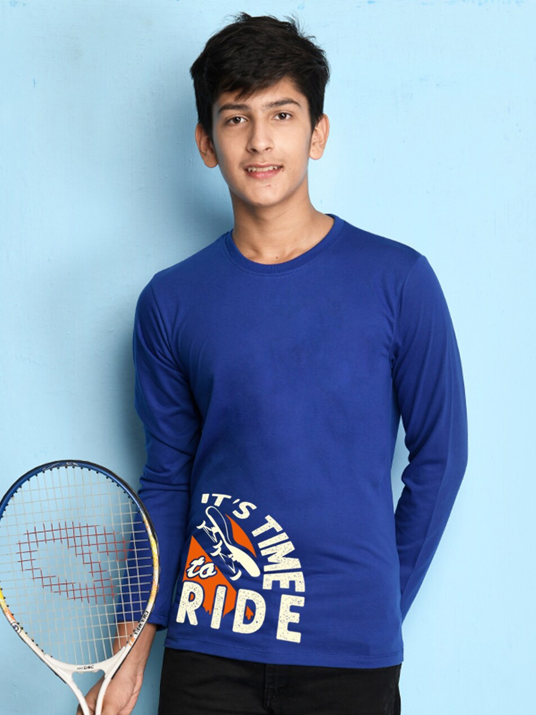 

NUSYL Boys Blue Typography T-shirt