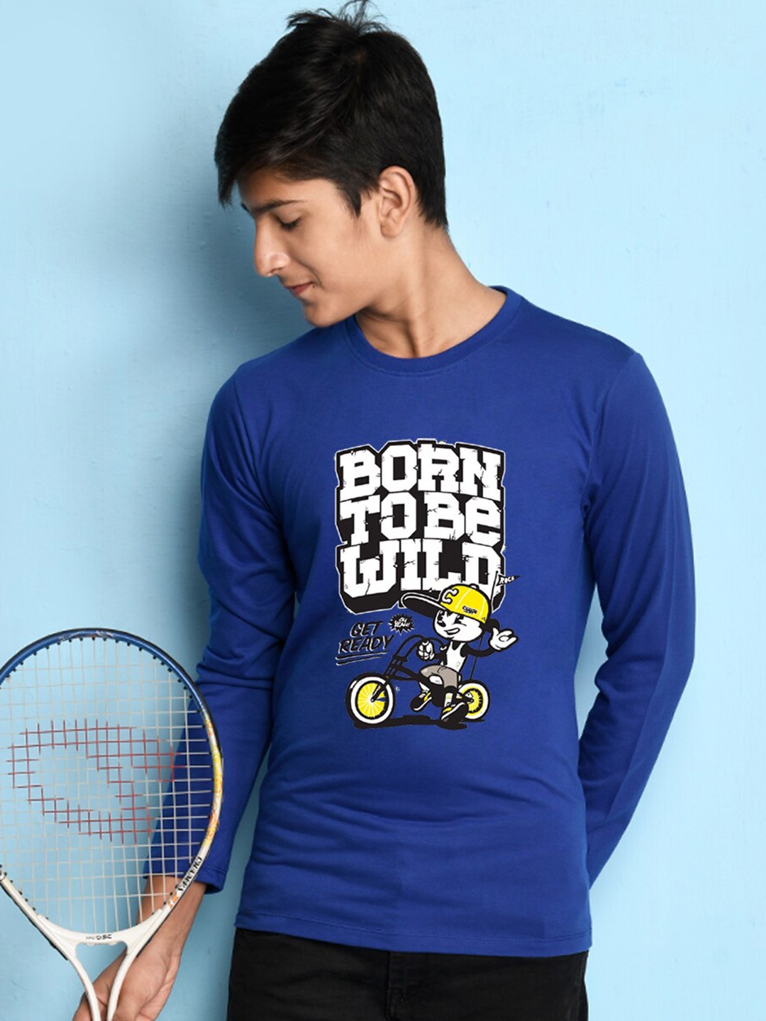 

NUSYL Boys Blue & White Printed T-shirt