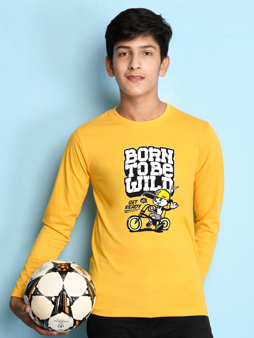 

NUSYL Boys Yellow Printed T-shirt