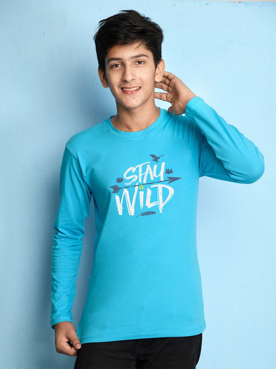 

NUSYL Boys Blue & White Typography T-shirt