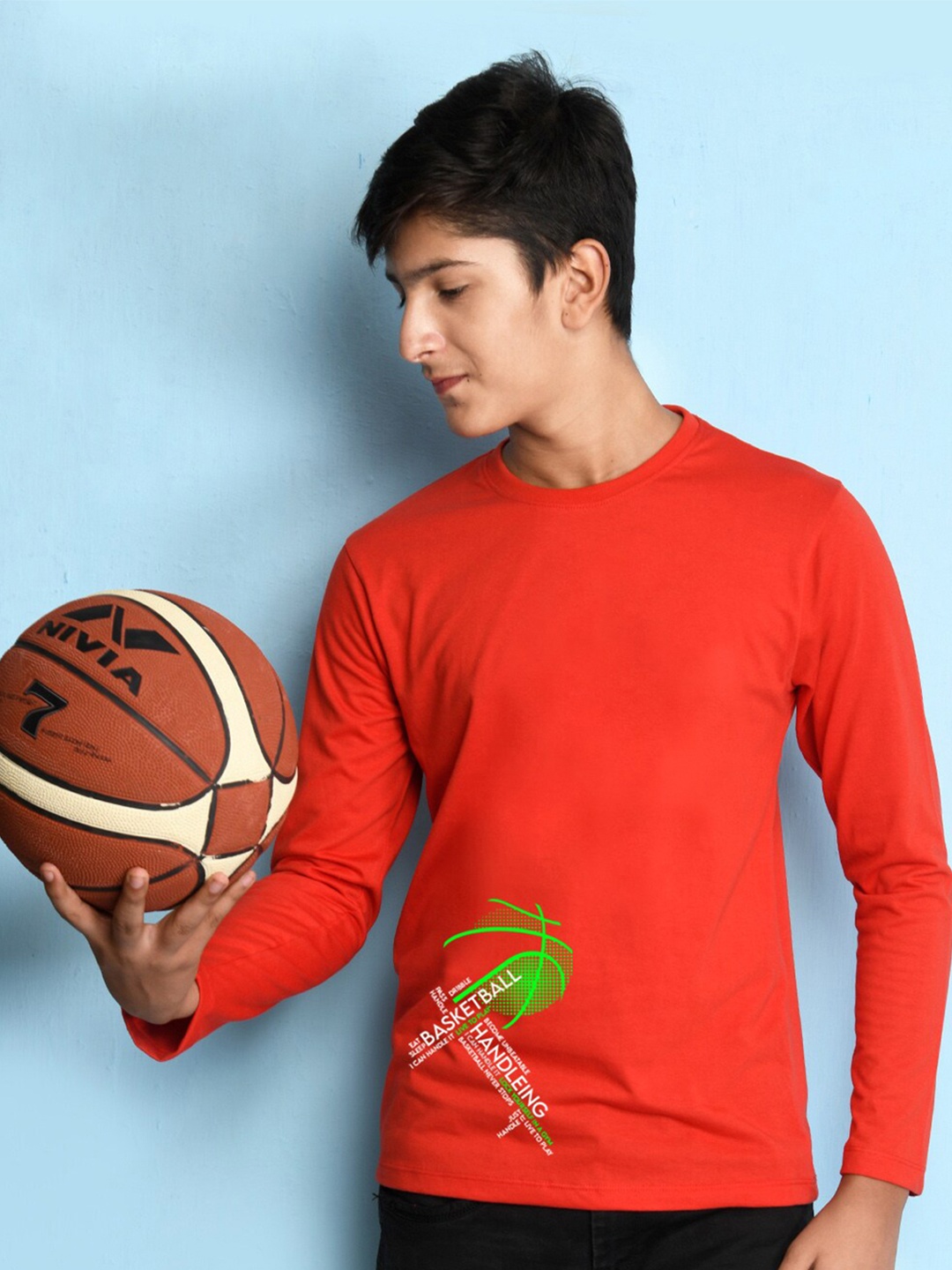 

NUSYL Boys Red Typography T-shirt