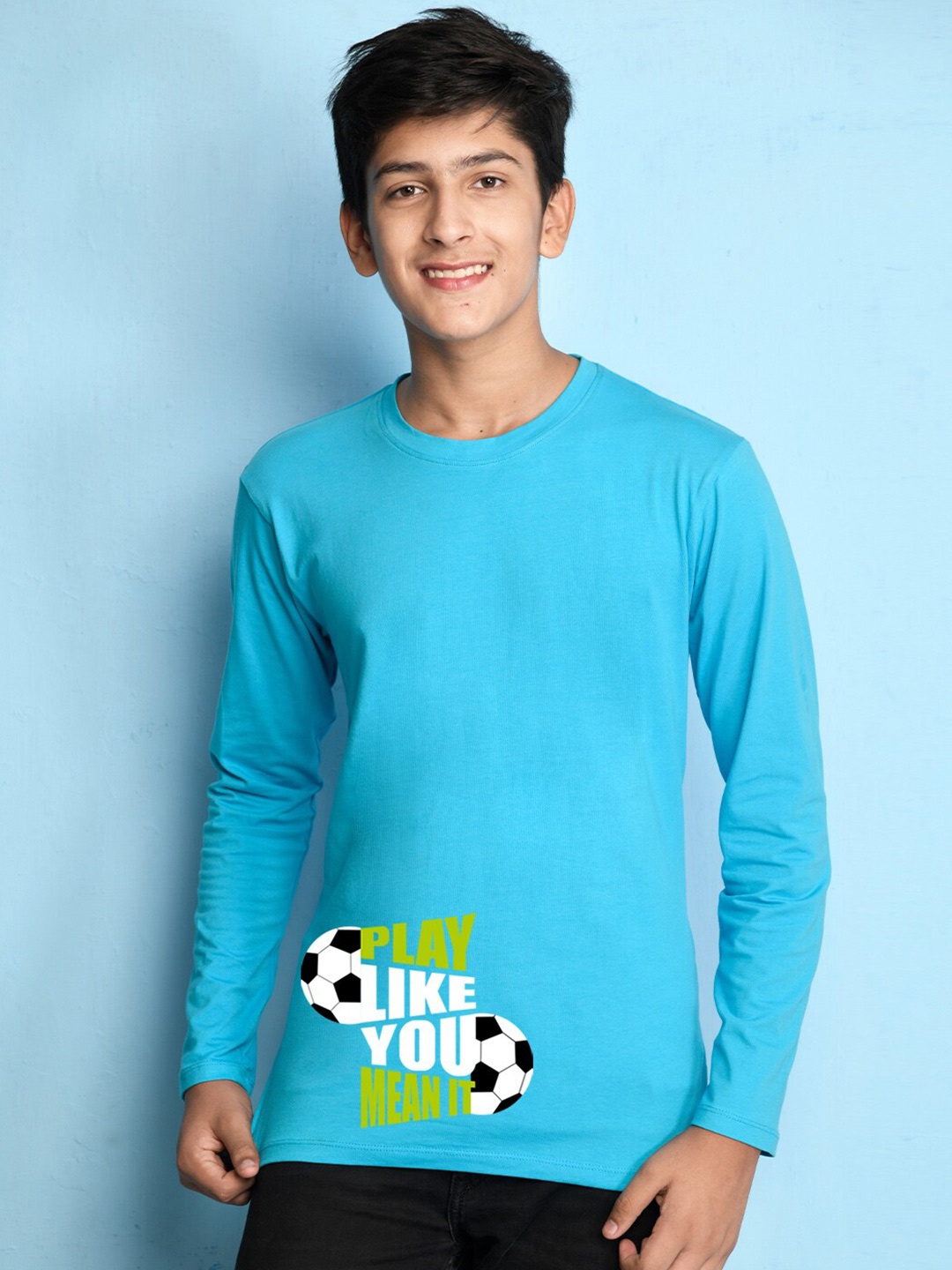 

NUSYL Boys Blue Typography T-shirt