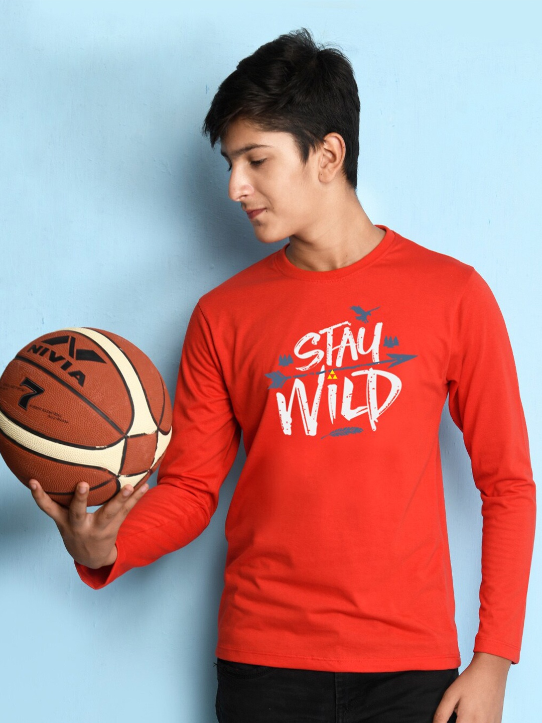 

NUSYL Boys Red Typography T-shirt