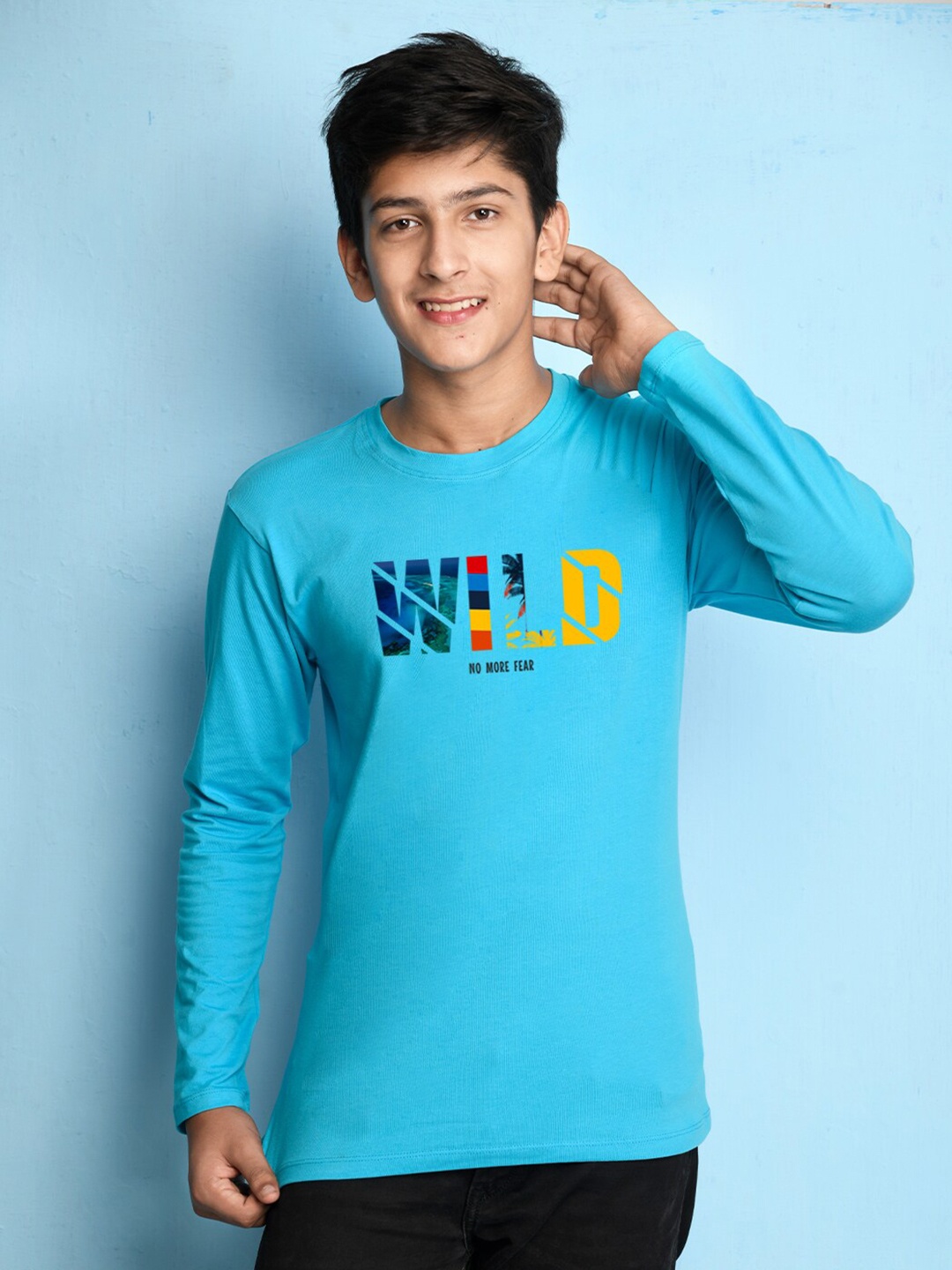 

NUSYL Boys Blue Typography T-shirt