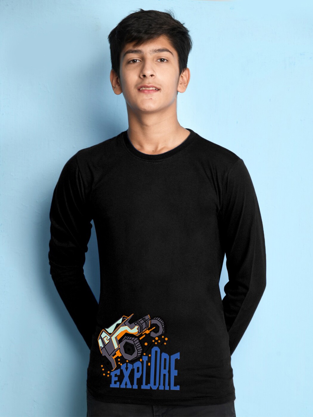 

NUSYL Boys Black Placement Print T-shirt