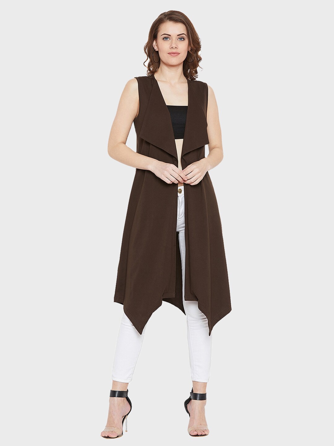 

Hypernation Women Brown Open Front Shrug
