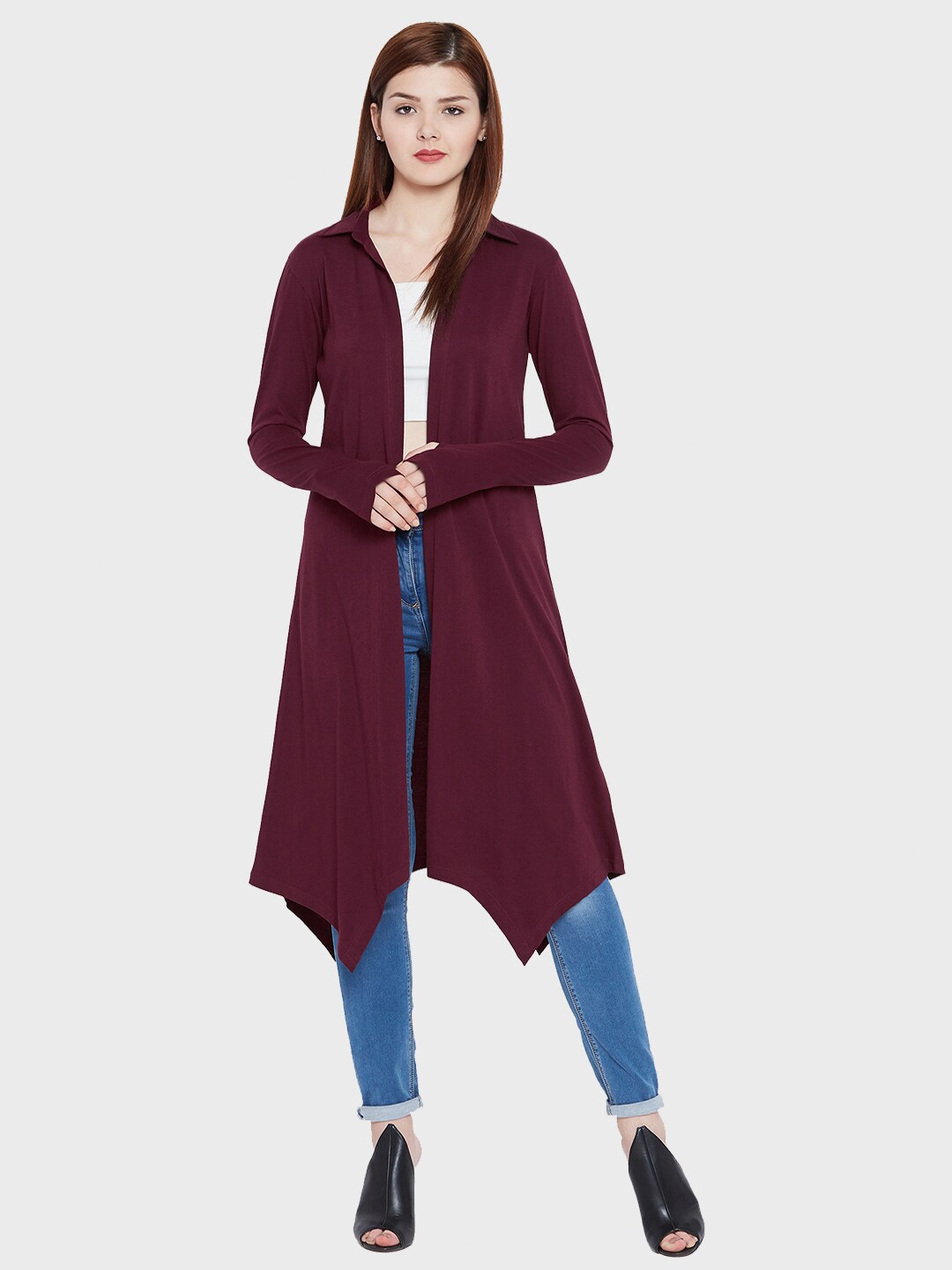 

Hypernation Women Maroon Longline Shrug