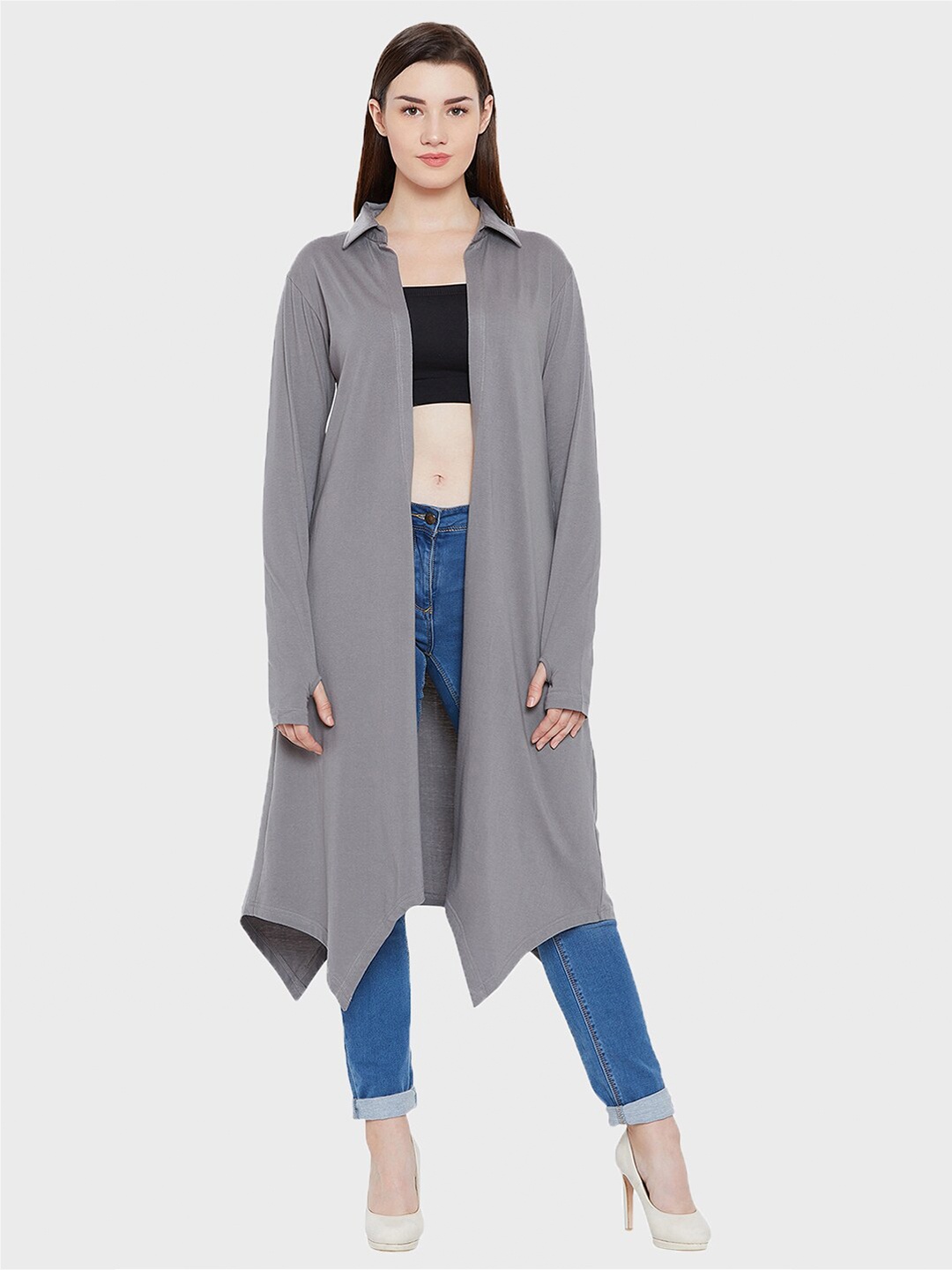 

Hypernation Women Grey Longline Shrug