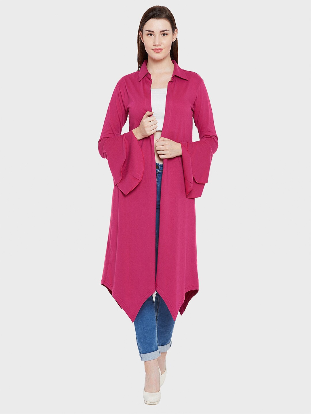 

Hypernation Women Magenta Longline Shrug