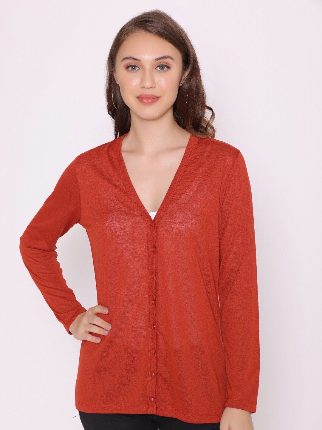 

FLAWLESS Women Rust Solid Shrug