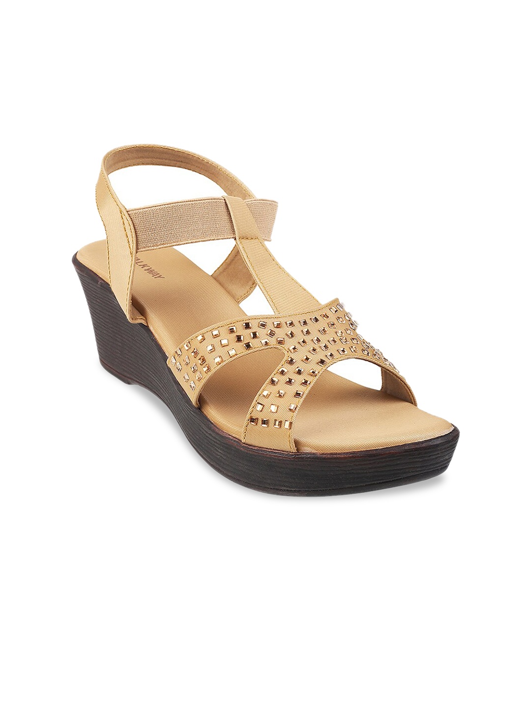 

WALKWAY by Metro Beige Wedge Sandals with Laser Cuts
