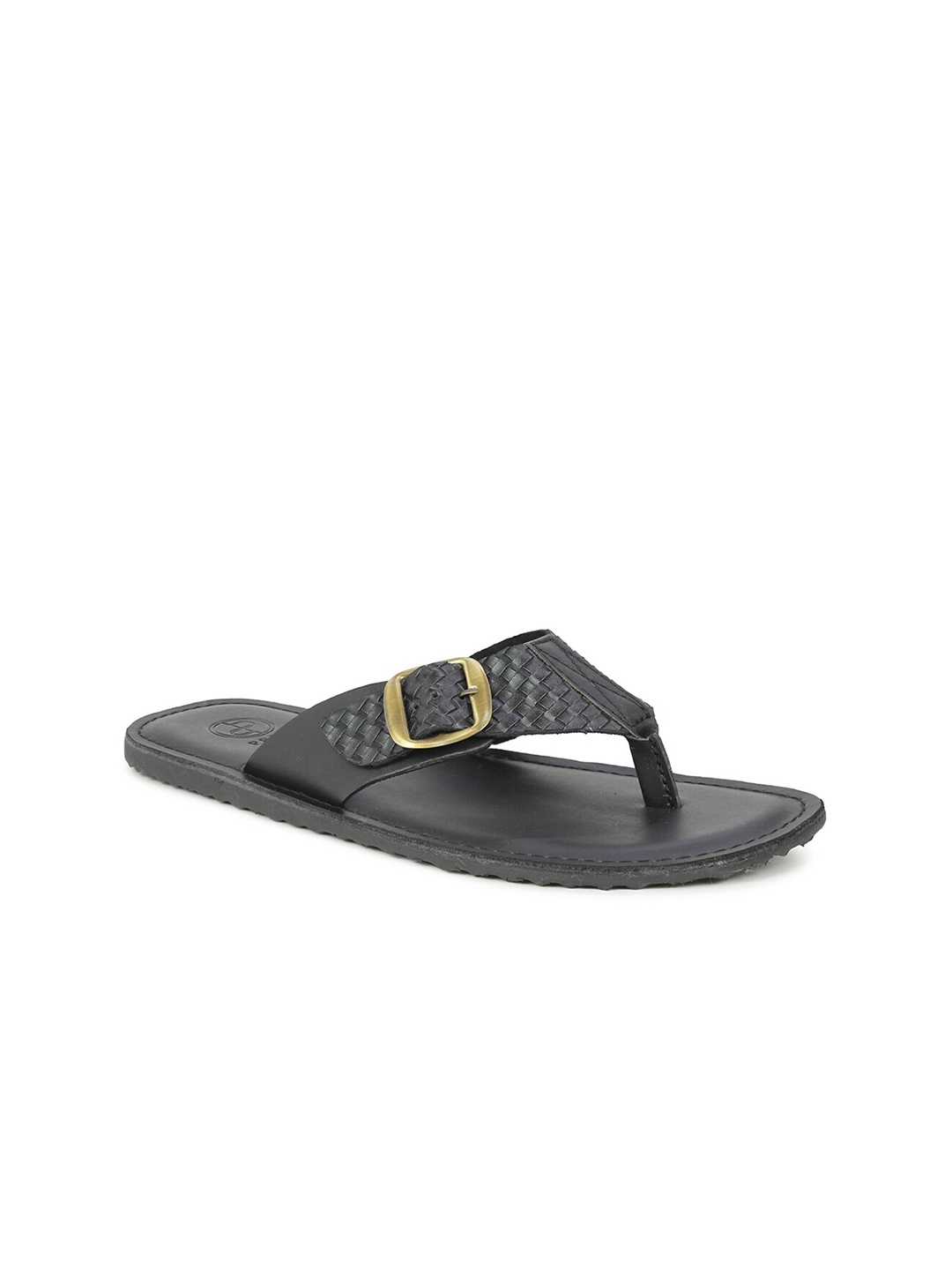 

PRIVO by Inc.5 Men Black Leather Comfort Sandals