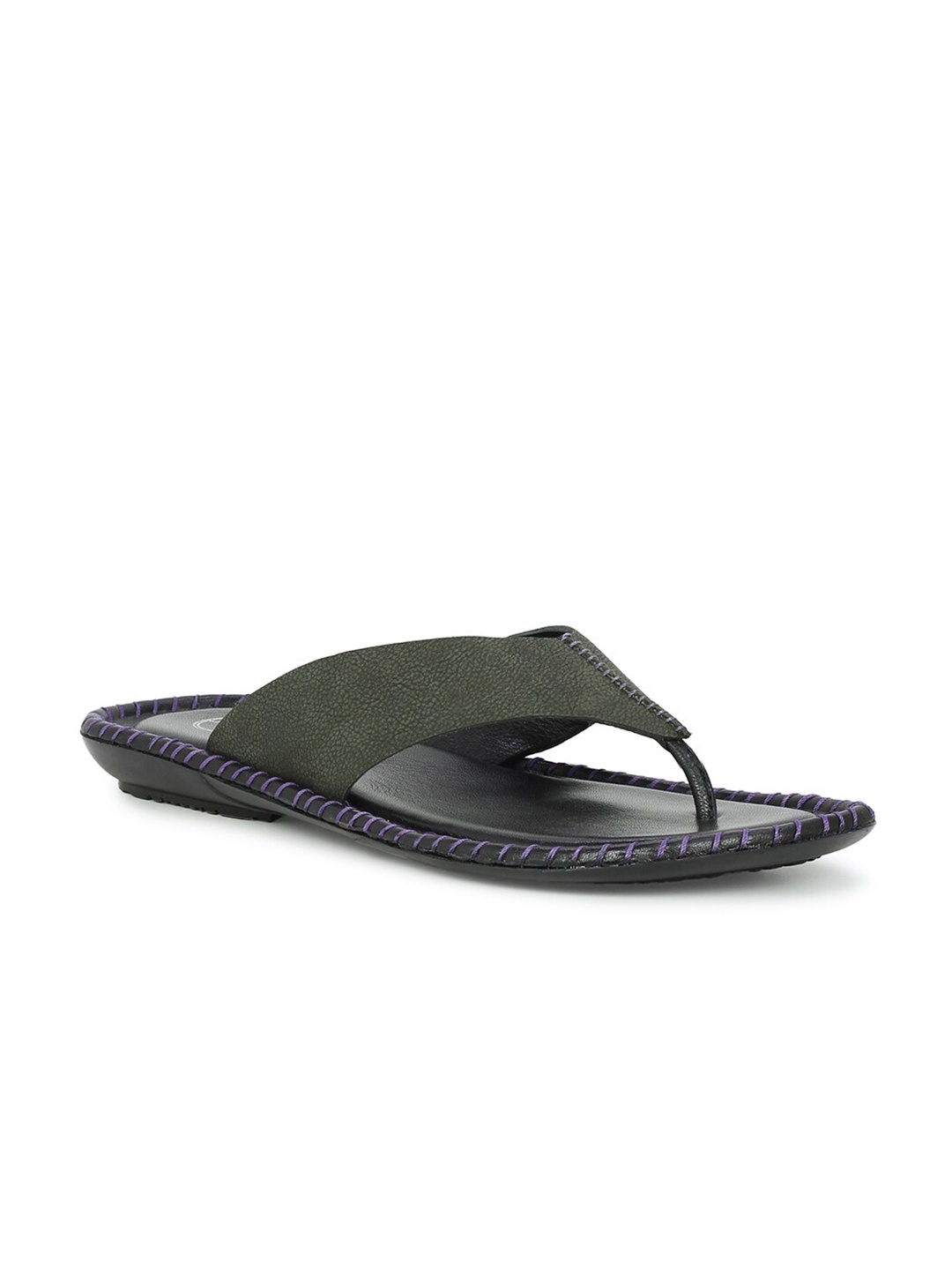

PRIVO by Inc.5 Men Green Leather Comfort Sandals