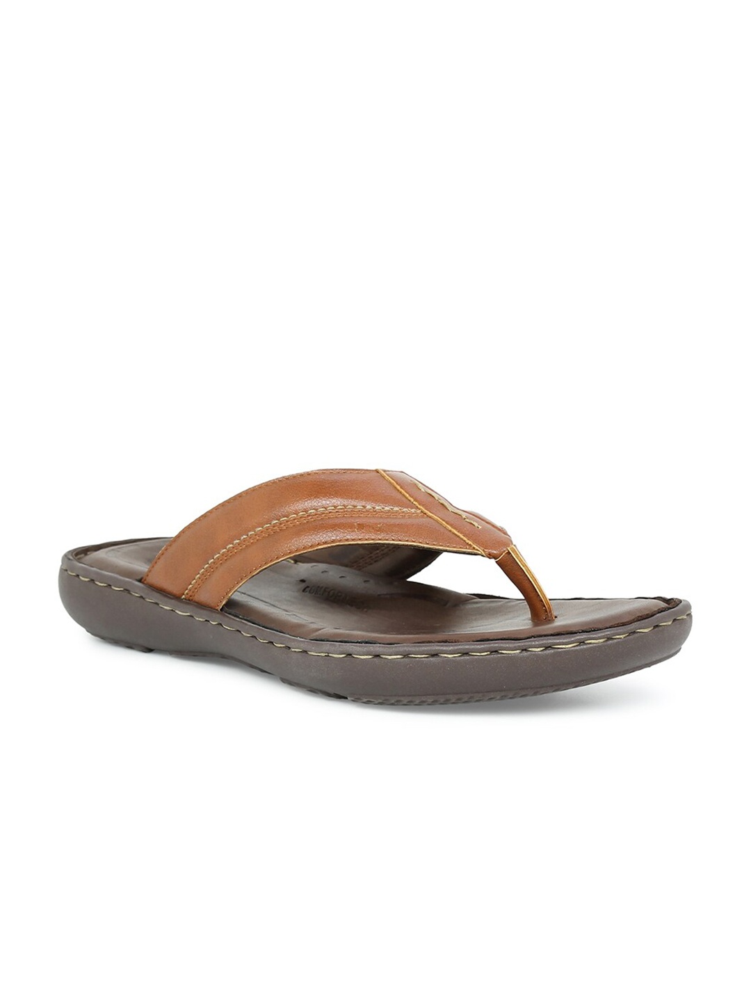 

PRIVO Men Coffee Brown Leather Comfort Sandals