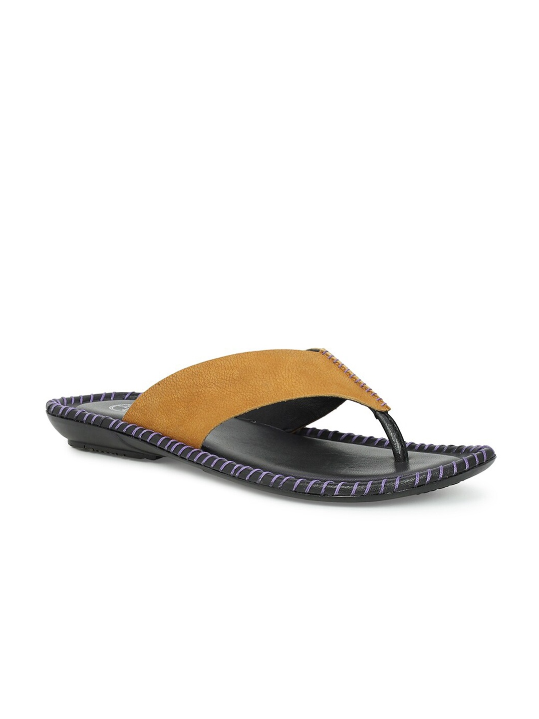 

PRIVO by Inc.5 Men Tan & Black Leather Comfort Sandals