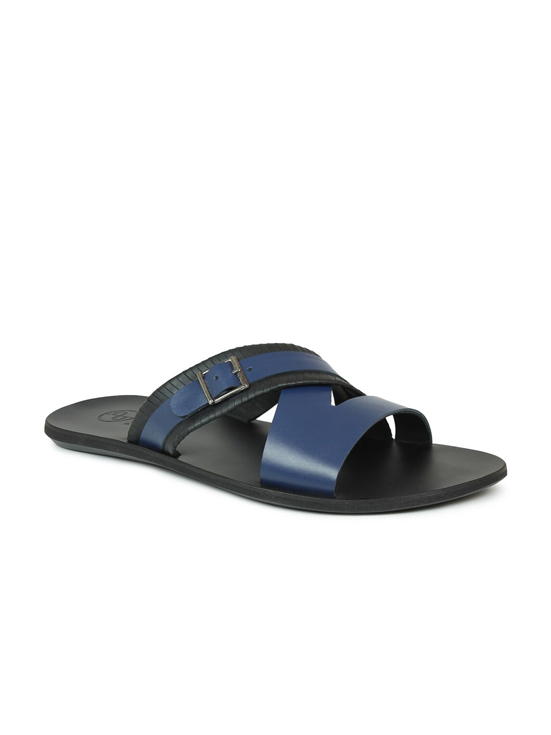

PRIVO by Inc.5 Men Blue & Black Leather Comfort Sandals