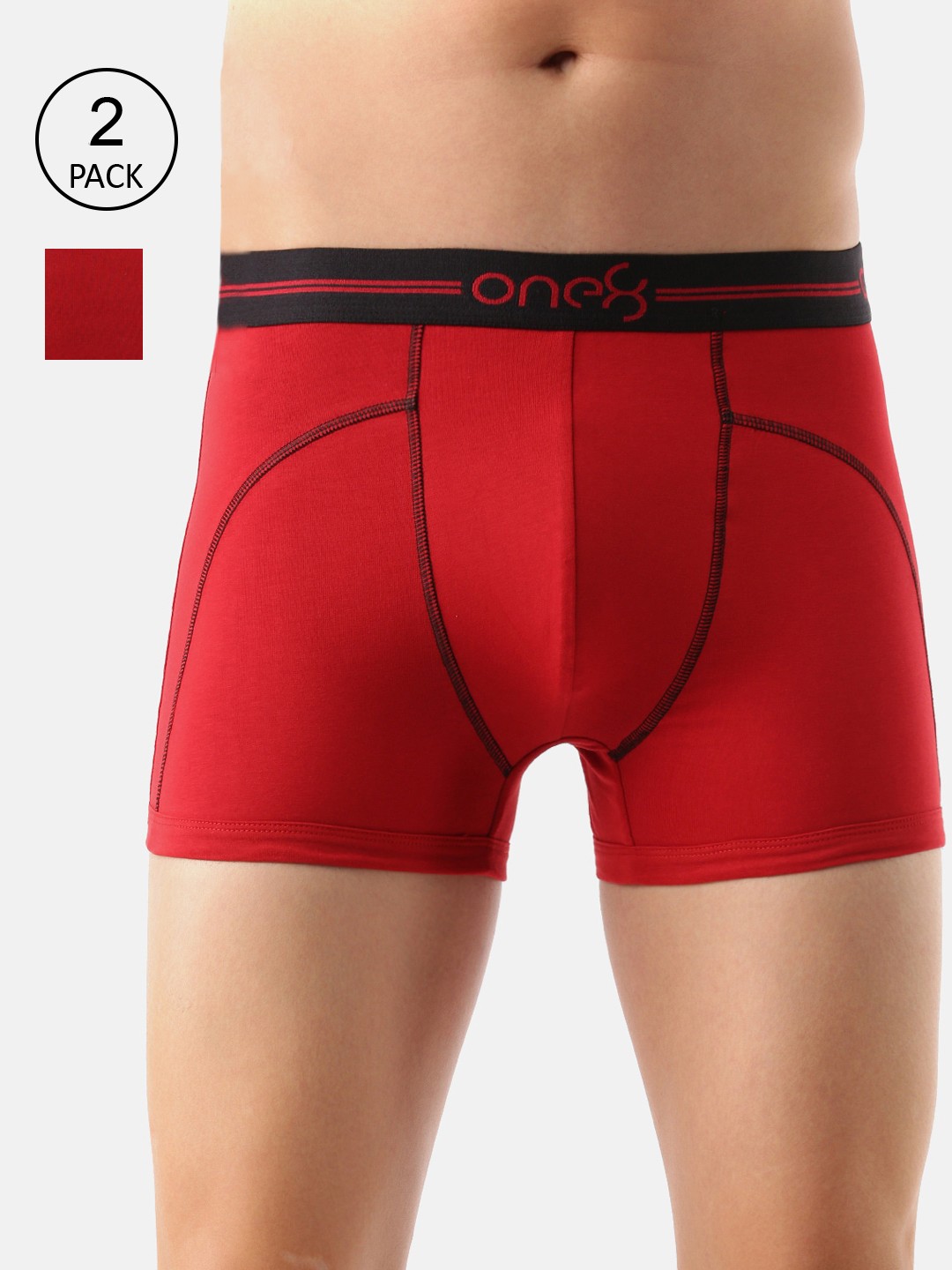 

one8 by Virat Kohli Men Pack Of 2 Red Solid Deo-Soft Anti-bacterial Trunks720-PO2-BRED-S