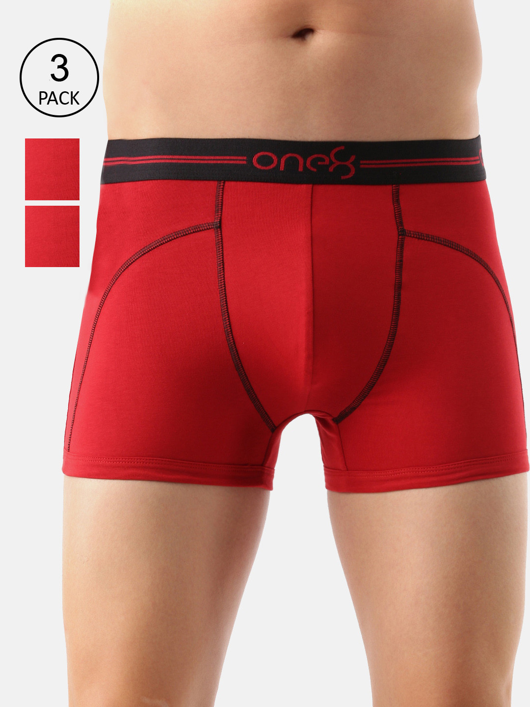 

one8 by Virat Kohli Men Pack Of 2 Solid Combed Cotton Trunk 720-PO3-BRED-S, Red