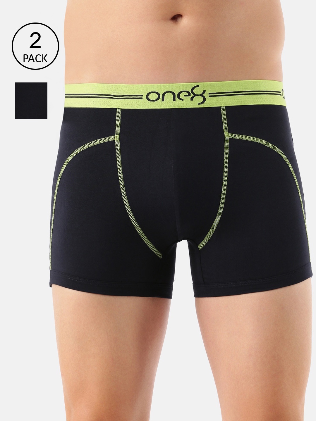 

one8 by Virat Kohli Pack Of 2 Men Navy Blue Solid Cotton Trunk 720-PO2-Navy-S-Navy