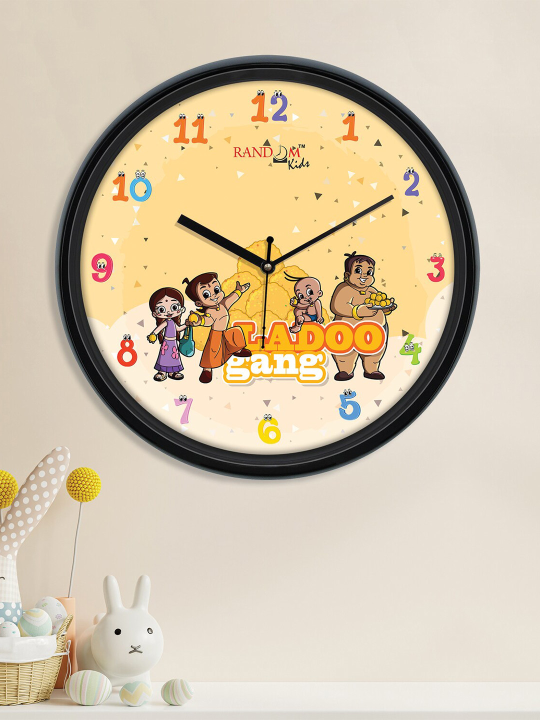 

RANDOM Kids Tan Brown And Black Colourblocked Chhota Bheem Print Contemporary Wall Clock