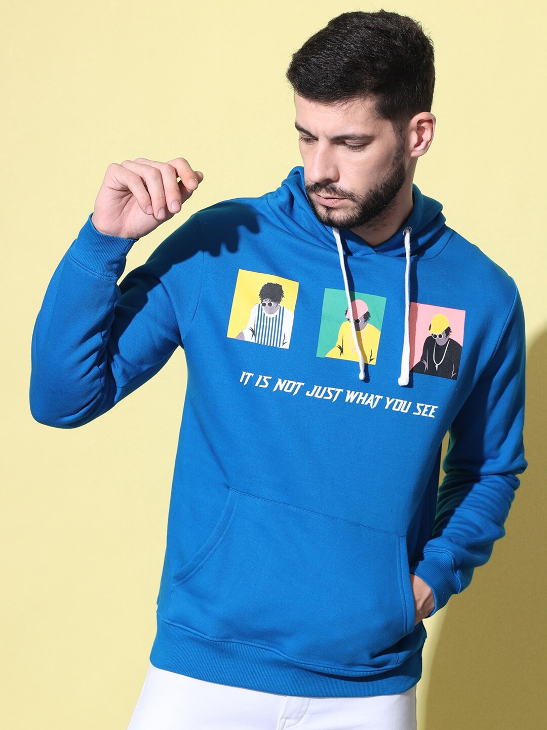 

The Dry State Men Printed Hooded Sweatshirt, Blue