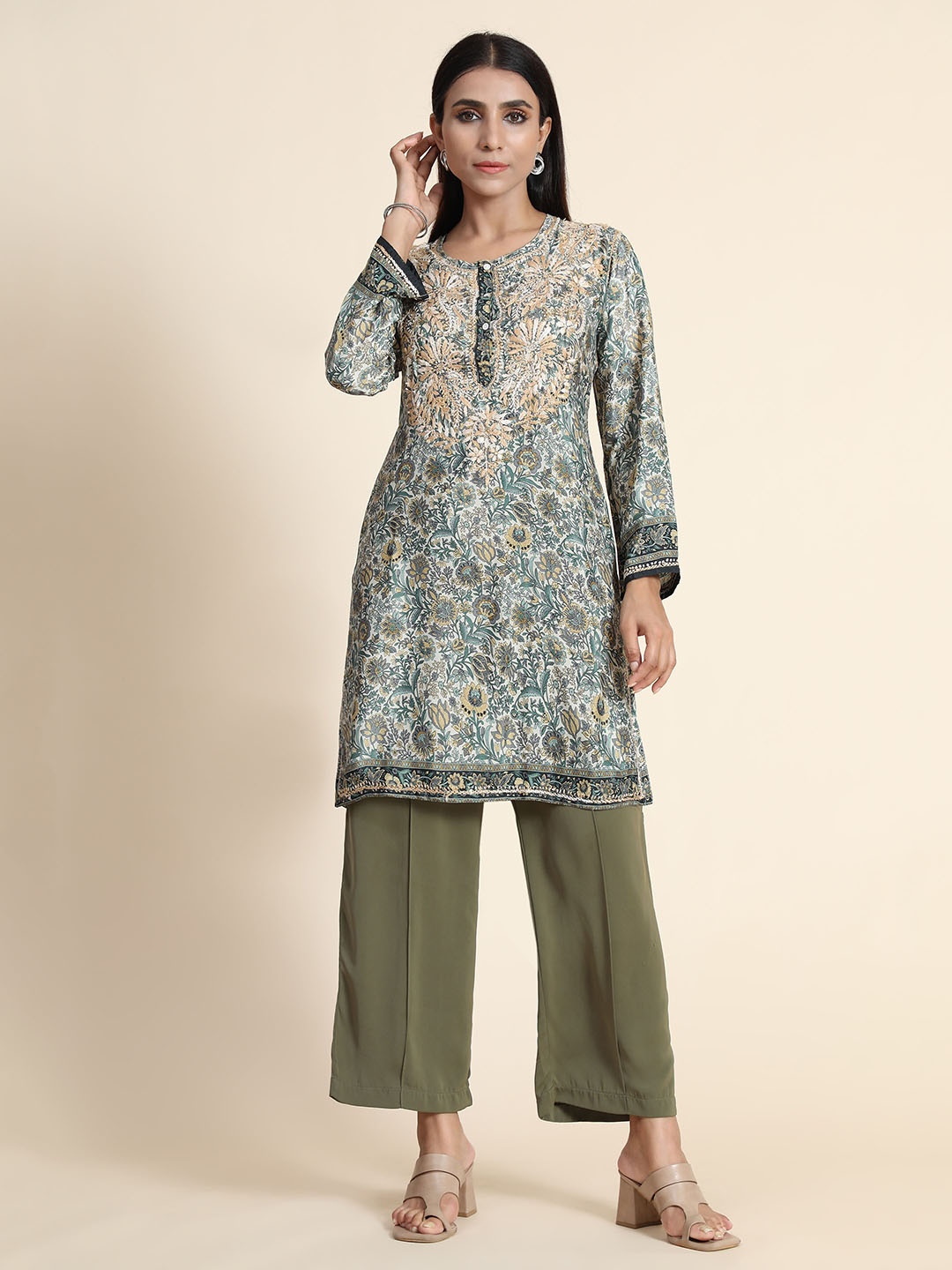 

HOUSE OF KARI Blue & Brown Printed Tunic