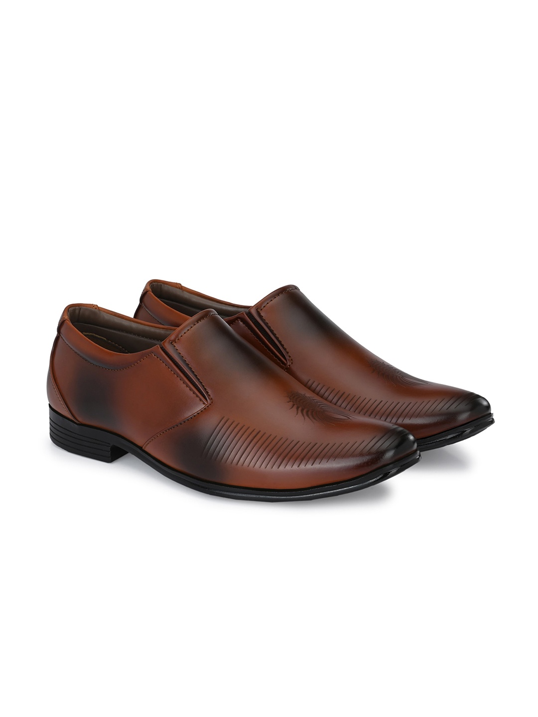 

Azzaro Black Men Tan Solid Formal Leather Slip-On's