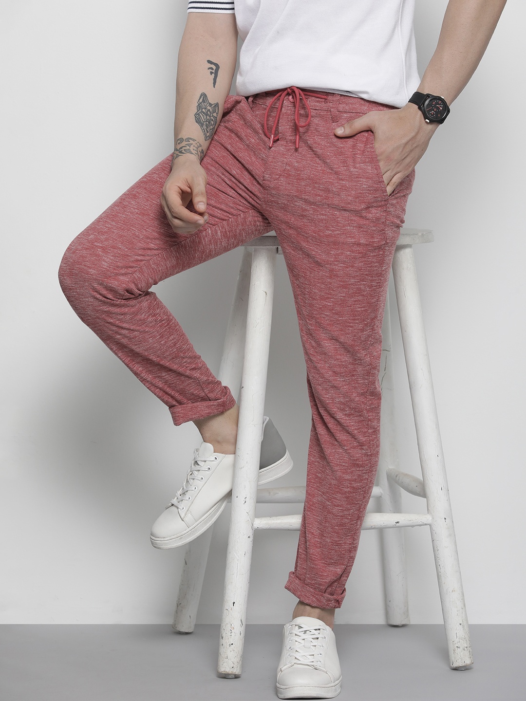 

The Indian Garage Co Men Pink Joggers Trousers