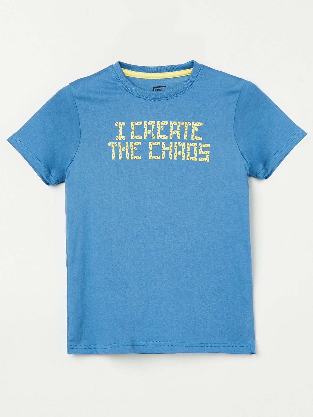 

Fame Forever by Lifestyle Boys Blue Typography Printed Pure Cotton T-shirt